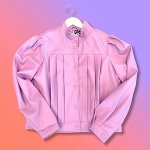 FATE | LAVENDER VEGAN LEATHER PLEATED JACKET